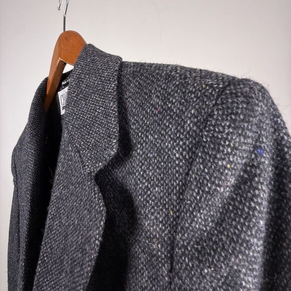 Vintage 80s 90s Wool Tweed Oversized Blazer Gray Donegal Style - Picture 14 of 14